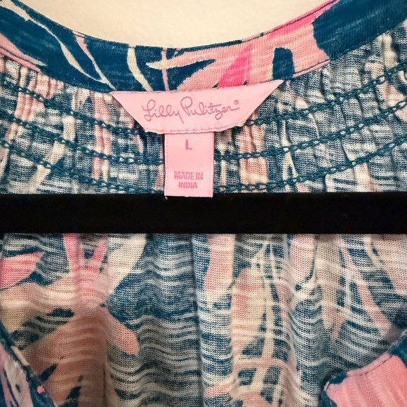 *EUC* Lilly Pulitzer Blue and Pink Tropical Print Maxi Dress - Picture 4 of 8